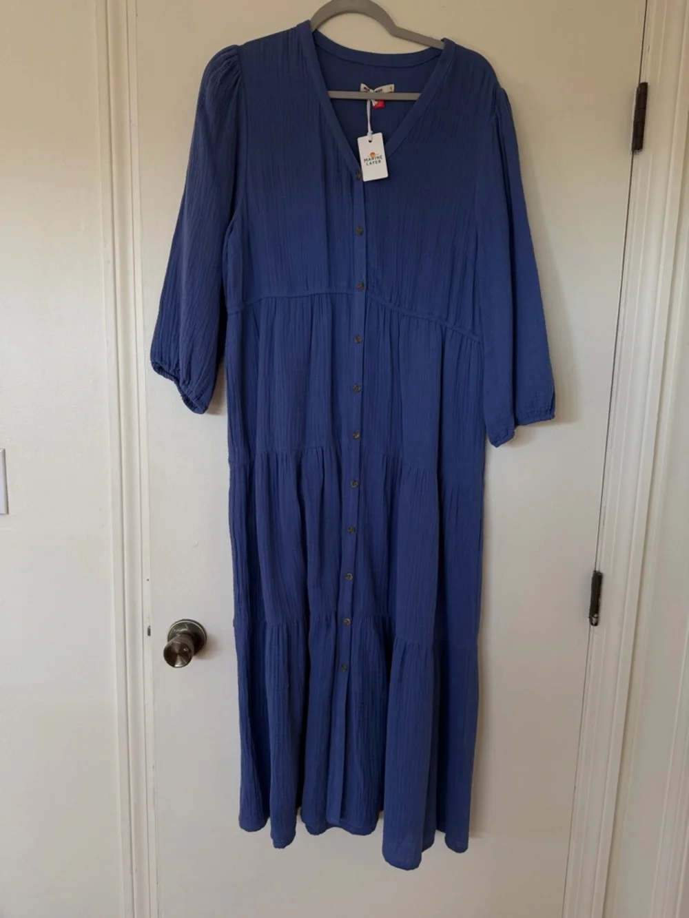 Marine Layer Button-Front Midi Dress in Deep Blue - Picture 1 of 1